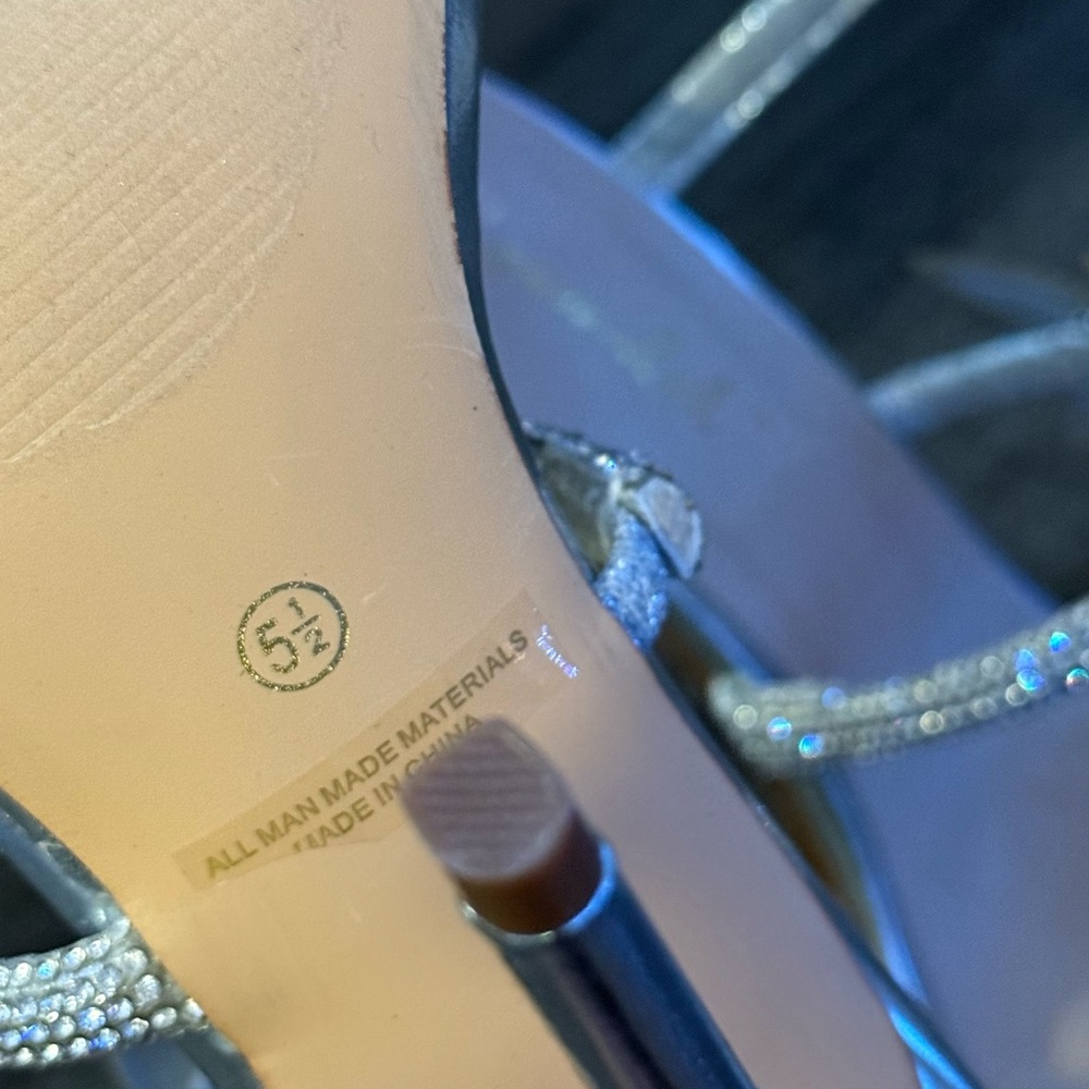Bebe Silver Rhinestone Butterfly Heels - Picture 5 of 5